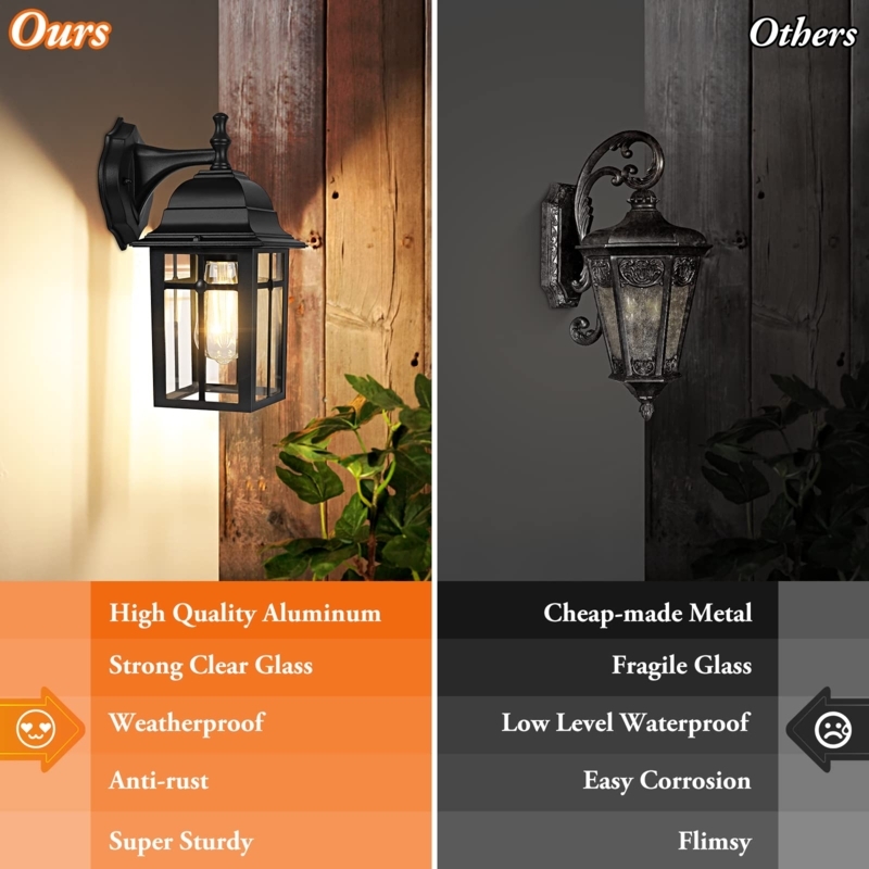 Outdoor Wall Lantern Aluminum Construction Weatherproof Porch Light
