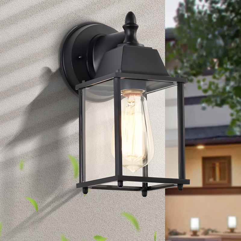 Outdoor Wall Lantern Clean Rectangular Silhouette Edison Bulb Sconce
