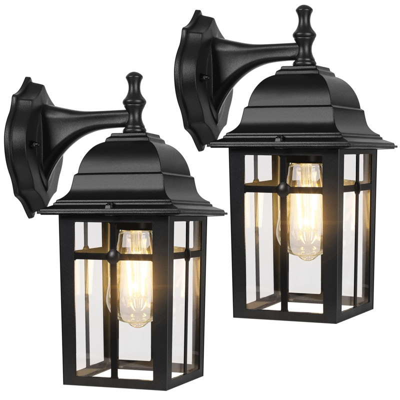 Outdoor Wall Lantern Coach Light Silhouette Window Pane Traditional