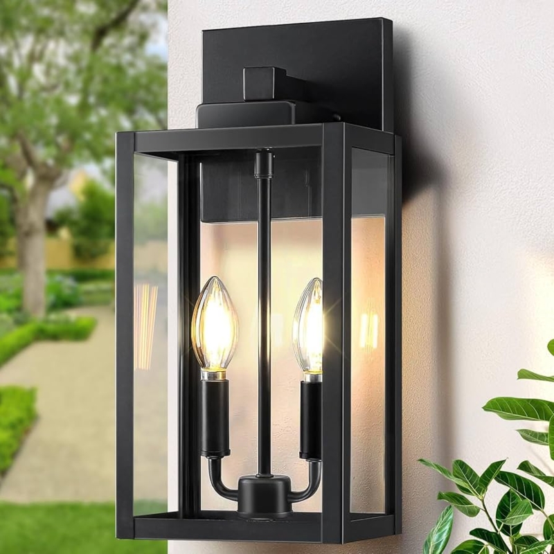 Outdoor Wall Lantern Dual Candle Sockets Industrial Modern