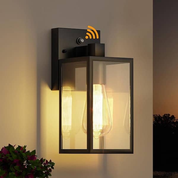 Outdoor Wall Lantern Filament Bulb Motion Sensor Porch Light