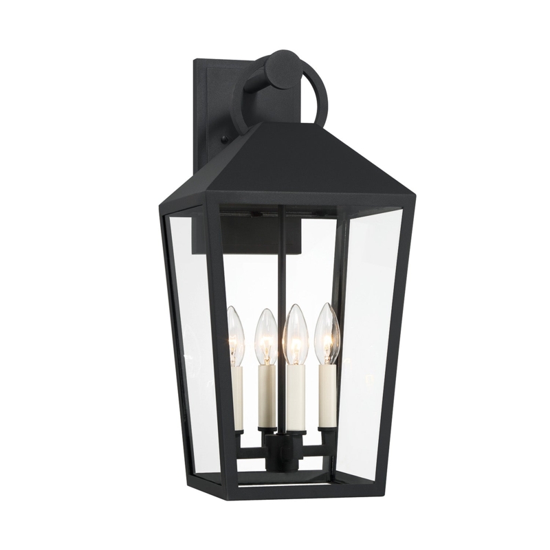 Outdoor Wall Lantern Four-Light Cluster Tapered Frame Transitional