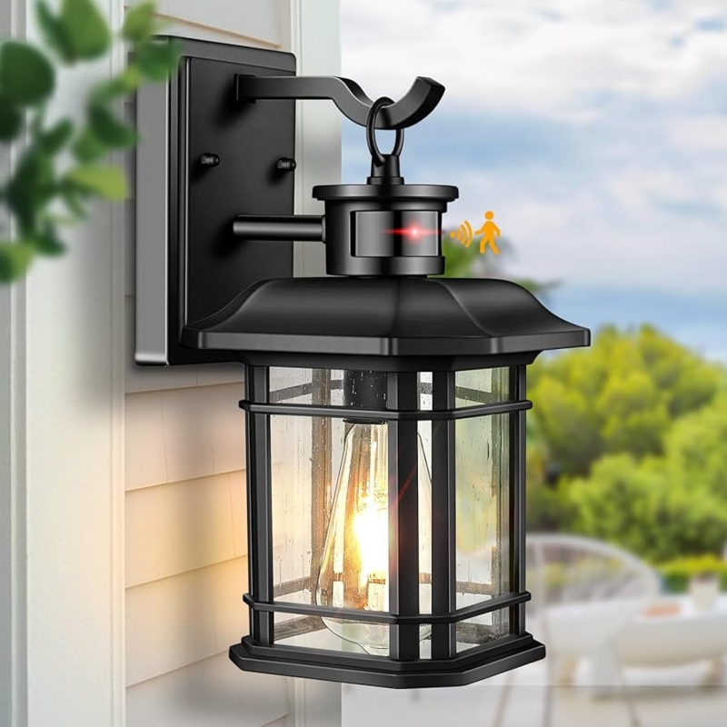 Outdoor Wall Lantern Integrated Motion Sensor Modern Farmhouse Light