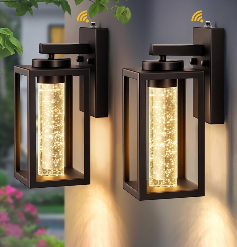Outdoor Wall Lantern Oil Rubbed Bronze Bubble Glass Modern Farmhouse