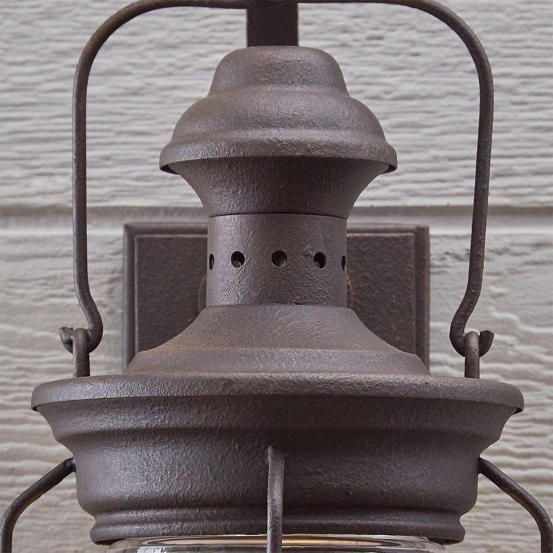Outdoor Wall Lantern Rusted Finish Vent Holes Tiered Top Rustic