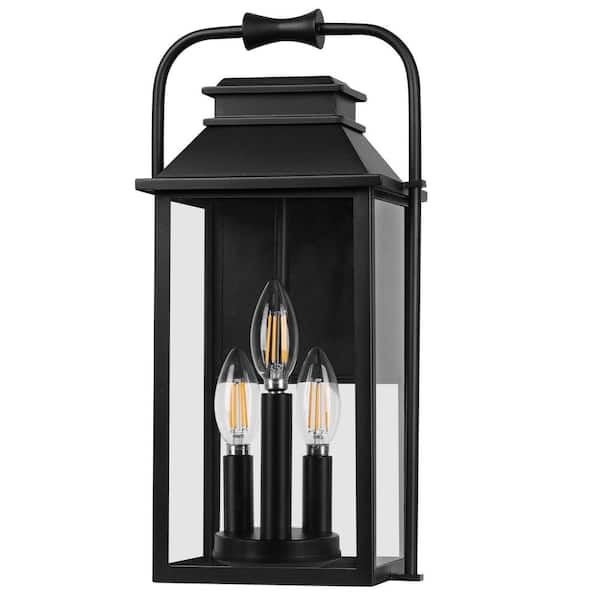 Outdoor Wall Lantern Tiered Roof Triple Candelabra Classic Sconce