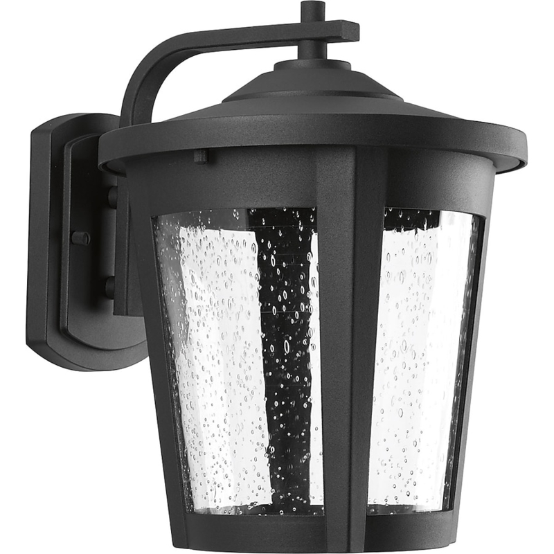 Outdoor Wall Lantern Transitional Style Rectangular Backplate Seeded Glass