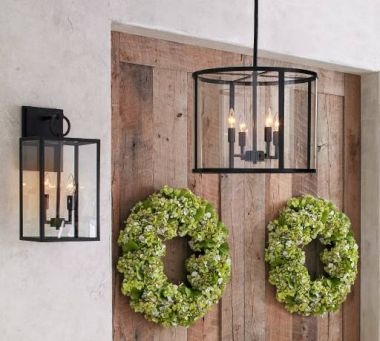 Outdoor Wall Sconce Lantern Clear Glass Farmhouse Rustic Porch Decor