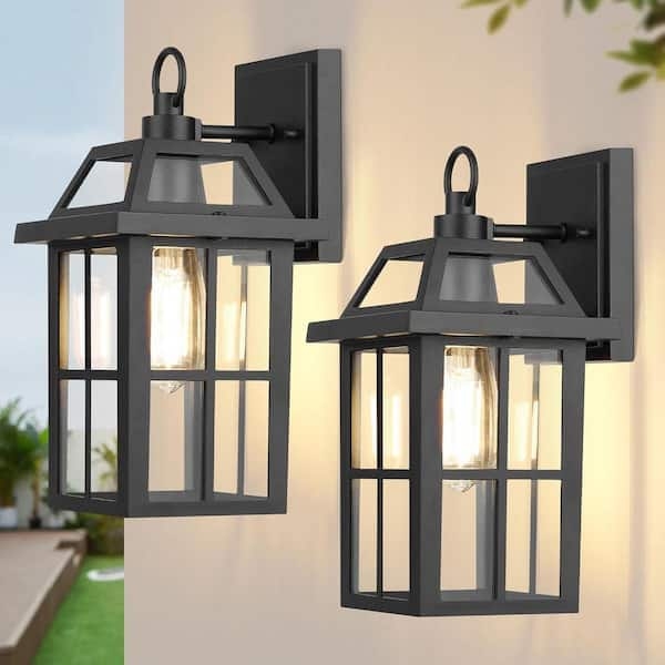 Outdoor Wall Sconce Lantern Silhouette Clear Glass Fixture