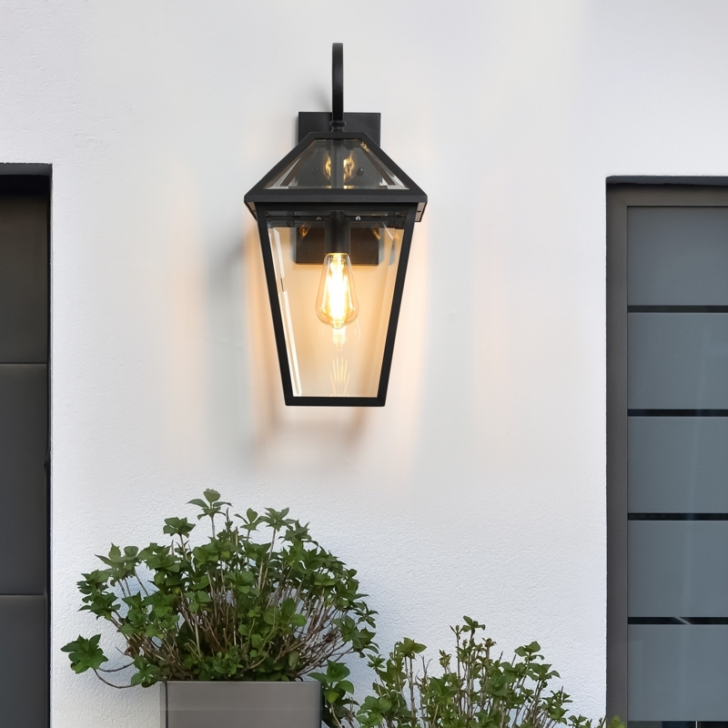 Outdoor Wall Sconce Tapered Glass Body Entryway Light