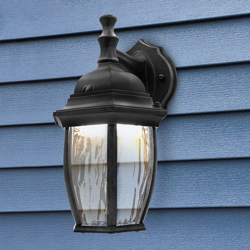 Outdoor Wall Sconce Water Glass Texture Lantern Silhouette Traditional