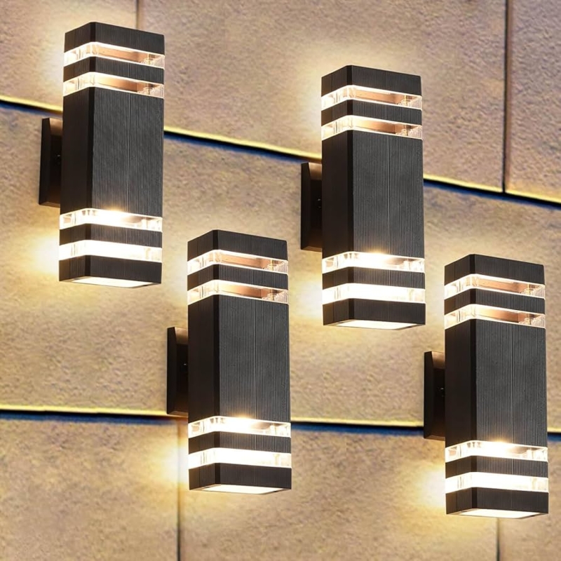 Outdoor Wall Sconce with Modern Up and Down Ribbed Surface