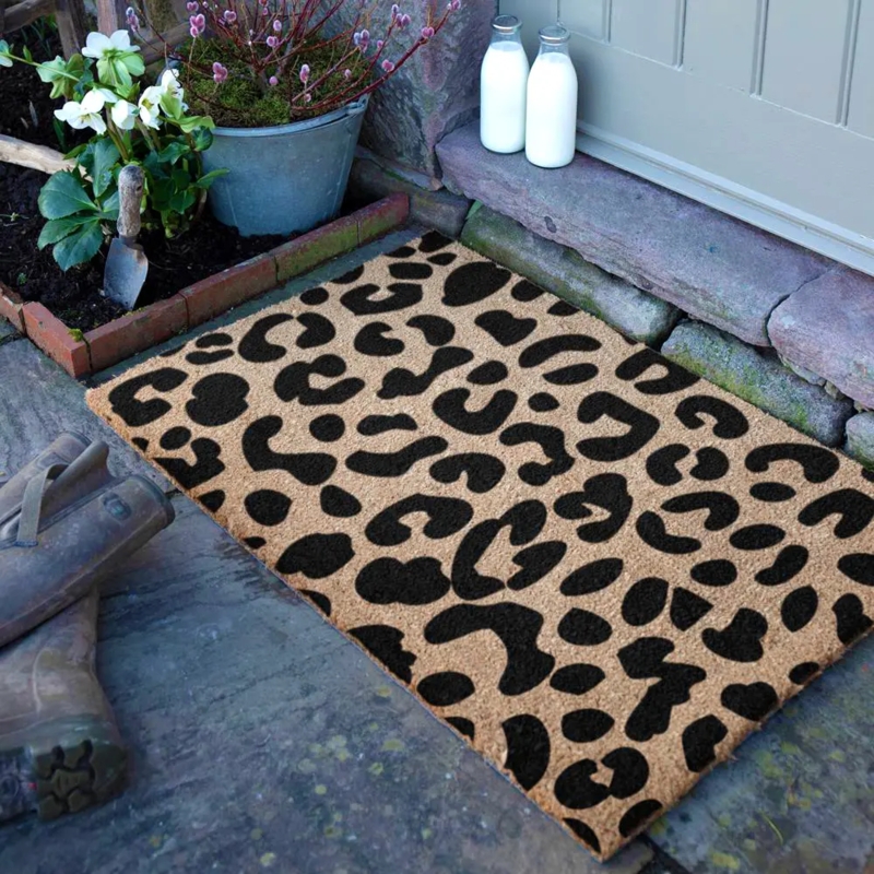 Oversized Leopard Print Doormat for Rustic Entryways