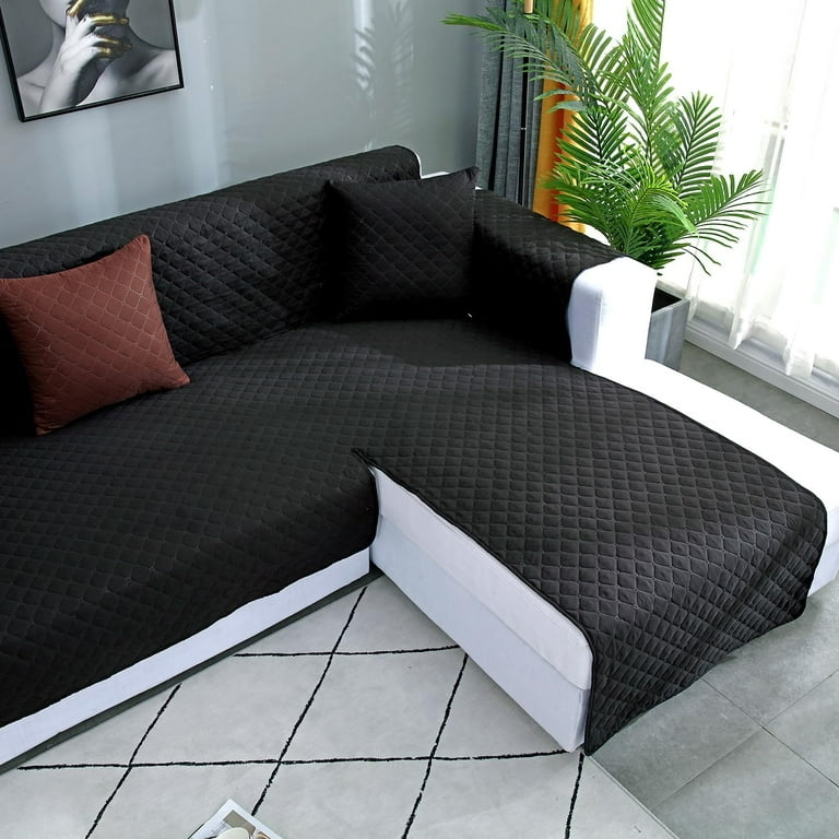 Padded Sectional Slipcover Diamond Quilt L-Shaped