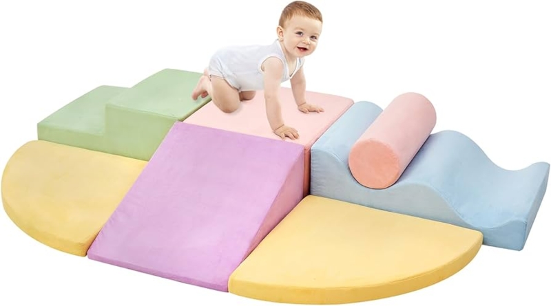 Pastel Foam Climbing Blocks Set with Multi Shape Activity Pieces
