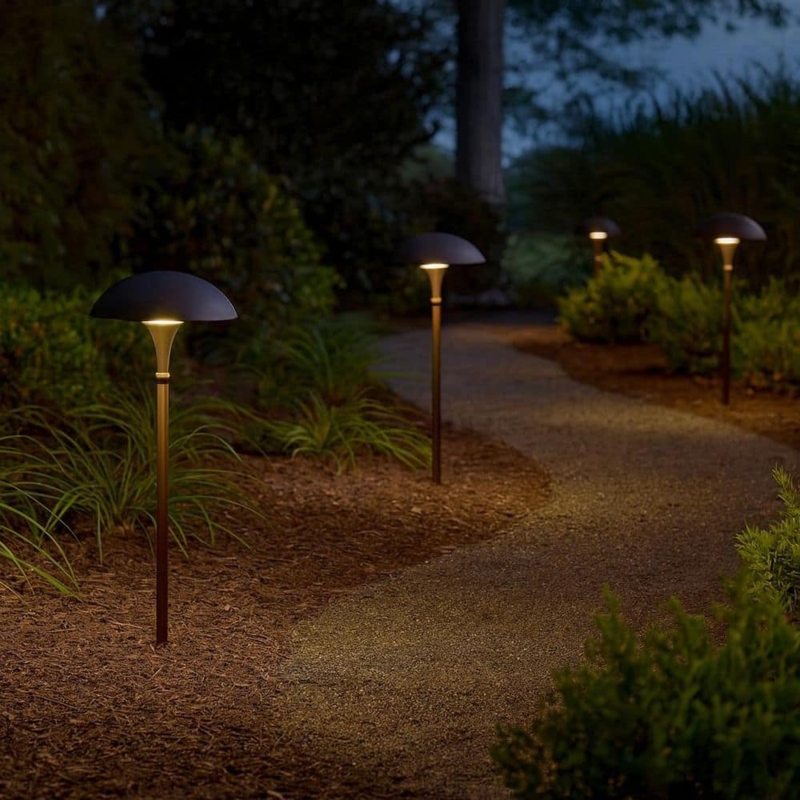 Path Light Bronze Finish Mushroom Cap Downward Lighting Traditional