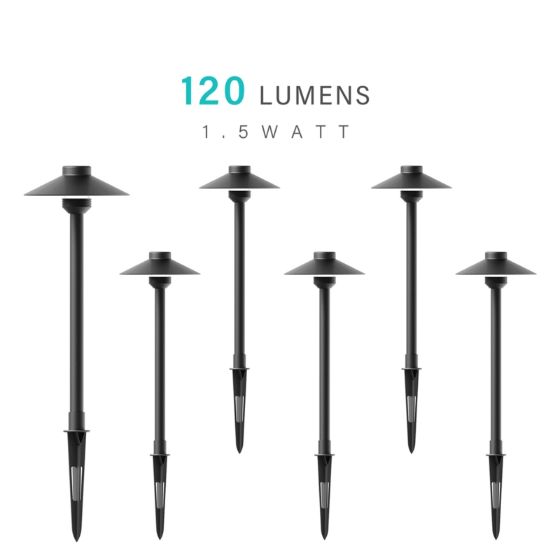 Pathway Light Matte Black Mushroom Cap Ground Stake Set of 6
