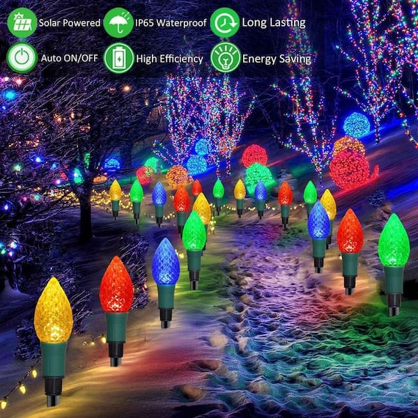 Pathway Lights Faceted Shade Oversized Bulbs Rainbow Palette
