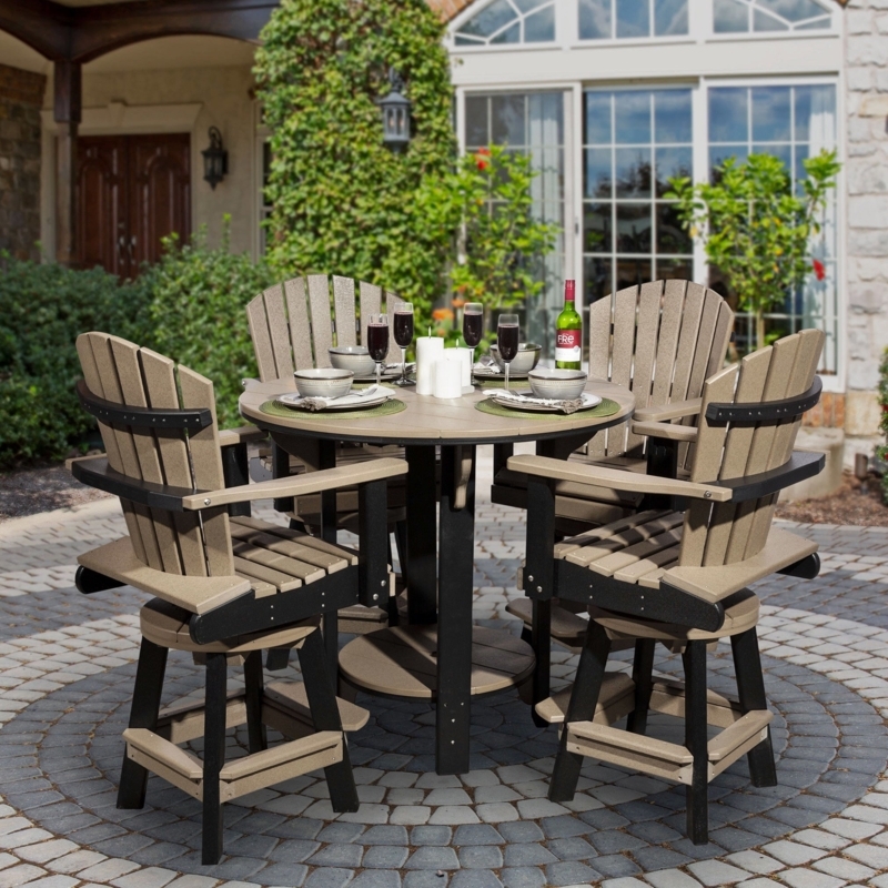 Patio Dining Set featuring Two-Tone Swivel Chairs and Round Table