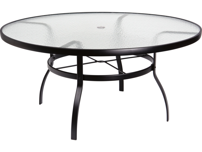 Patio Dining Table Obscure Glass Round Umbrella Hole Curved Legs