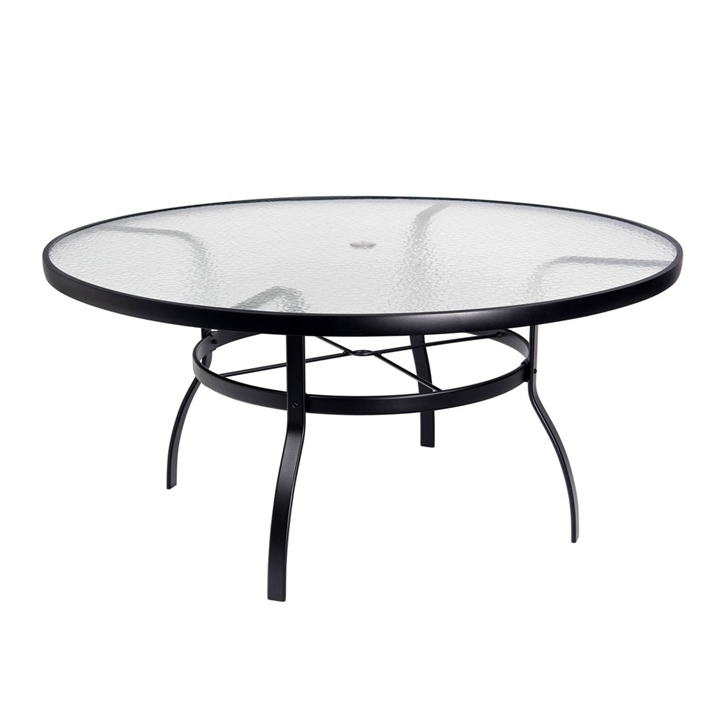 Patio Dining Table Round Obscure Glass Top with Curved Legs