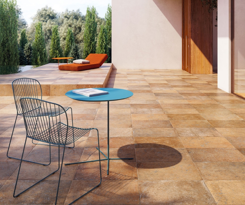 Patio Floor Tiles: Terracotta, Square Grid Pattern, Stone-Like Minimalist