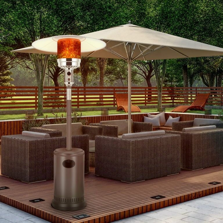 Patio Heater, Bronze Tall Pole Silhouette with Wide Base