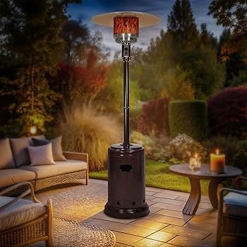 Patio Heater, Bronze with Circular Top Reflector & Portable Base