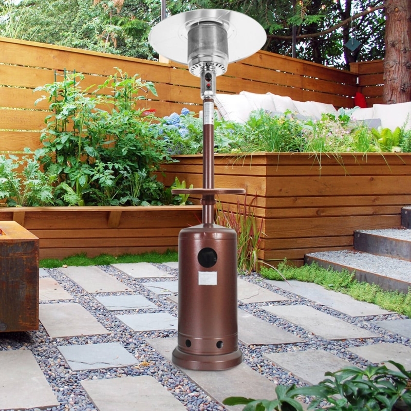Patio Heater, Bronze with Integrated Tabletop & Umbrella Top