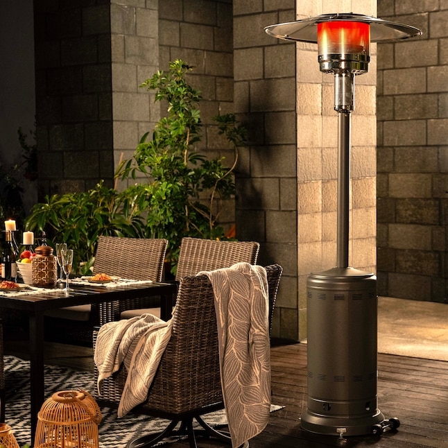 Patio Heater, Dark Bronze Reflector Hood & Integrated Wheels