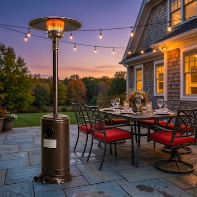Patio Heater, Hammered Bronze Finish with Circular Reflector