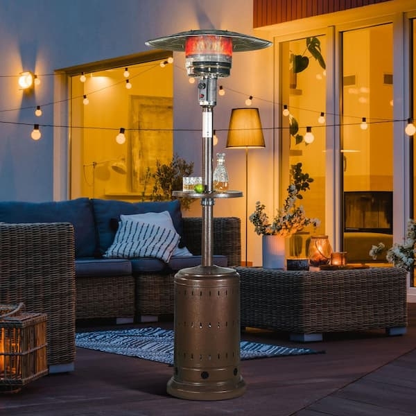 Patio Heater, Integrated Drink Tray, Bronze with Mushroom Top