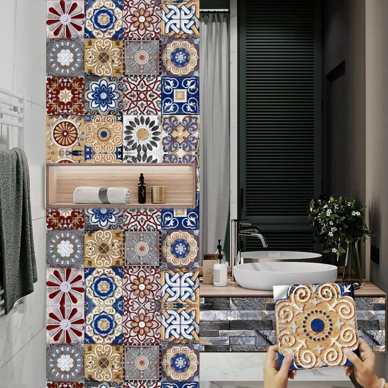 Peel And Stick Tile Intricate Moroccan Patterns Waterproof Stickers