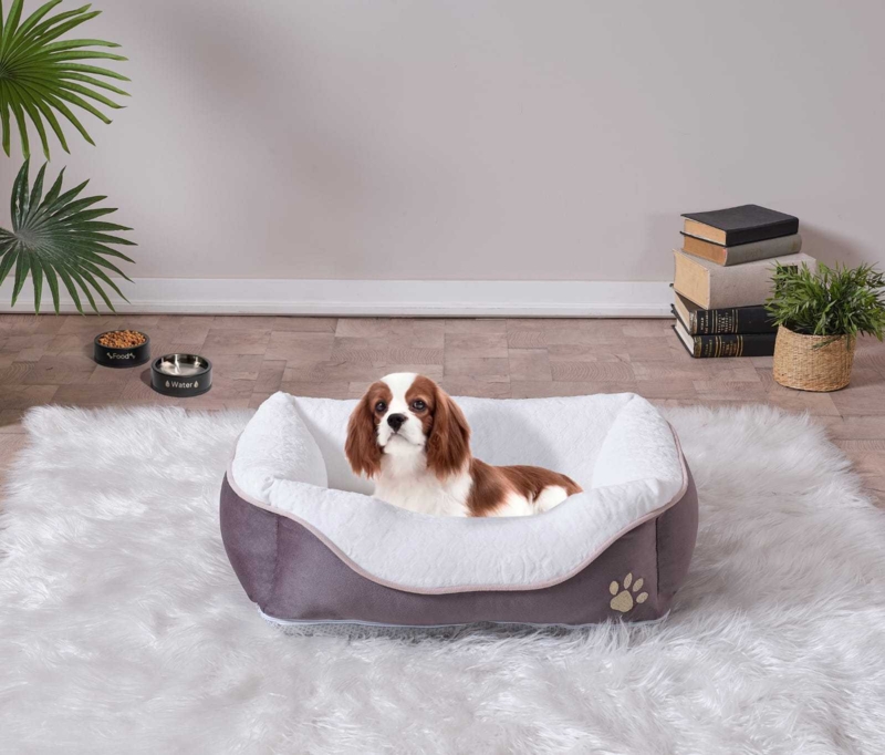 Pet Bed Anthracite with Plush Interior Contemporary Bolster Design