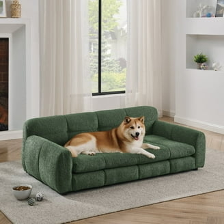Pet Bed Forest Green Chenille Segmented Cushions Foldable