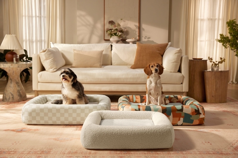 Pet Bed, Patterned Bolster Sides, Mix and Match Textiles.