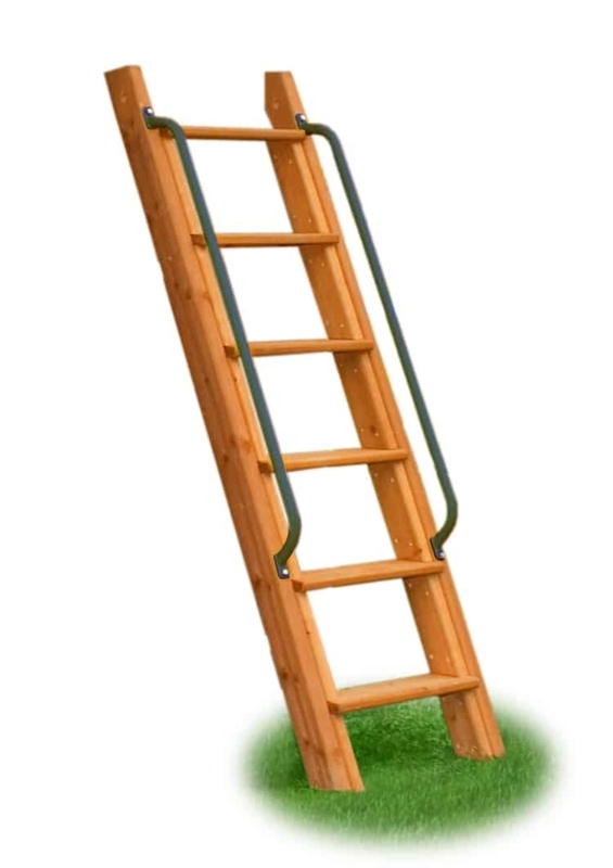 Playset Ladder with Green Handrails Wide Step Design Outdoor