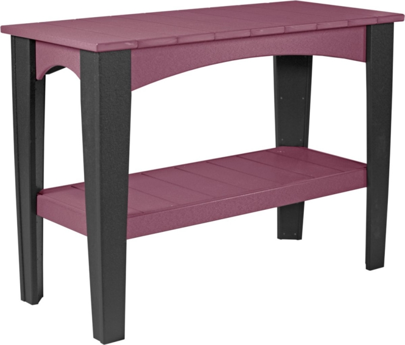 Plum and Black Buffet Table Slatted Top Arched Apron
