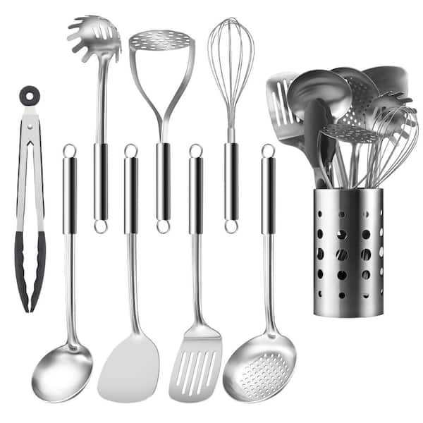 Polished Kitchen Utensil Set, 9-Piece Matching Canister
