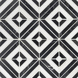 Polished Stone Floor And Wall Tile Concentric Diamond Art Deco