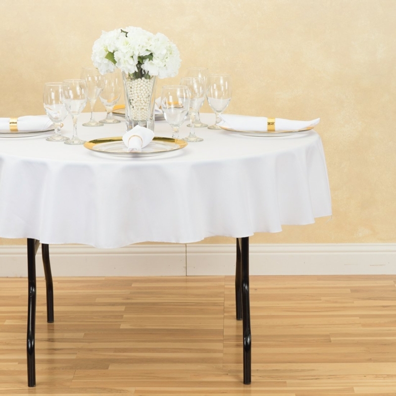 Polyester Round Tablecloth, Solid Matte Finish for Elegant Gold Accents