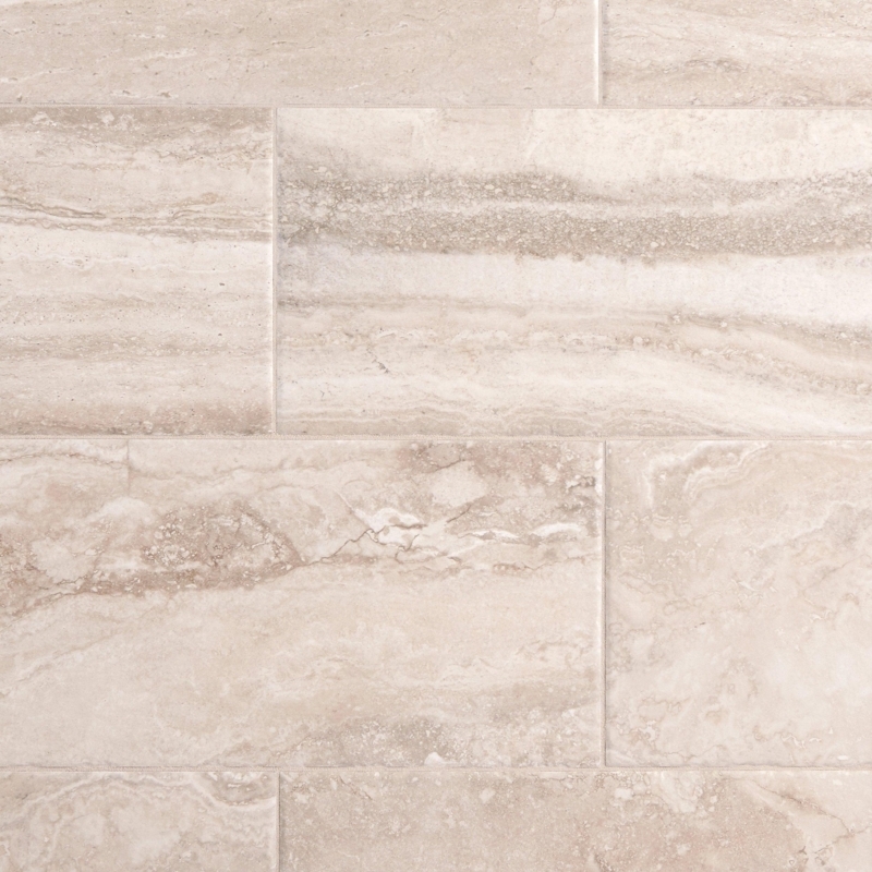 Porcelain Tile Beige Stone Look Matte Staggered Layout Rectified