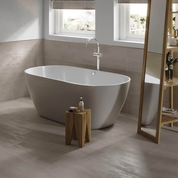 Porcelain Tile Concrete Look Matte Finish Minimalist Bathroom Floor