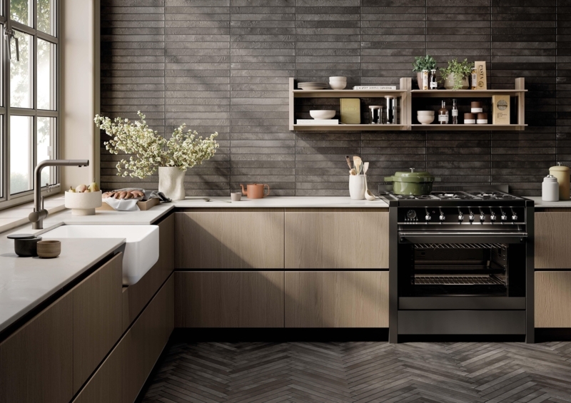 Porcelain Tile: Herringbone Pattern, Herringbone Floor Layout, Linear Texture, Matte