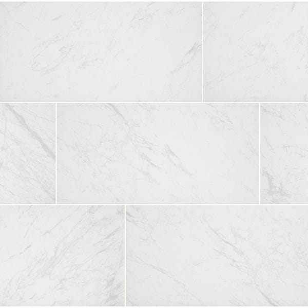 Porcelain Tile Large Format Matte Veined Marble Look Flooring