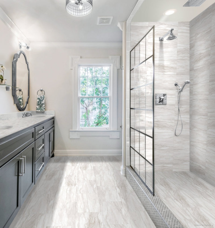 Porcelain Tile Marbled Veining Matte Finish Transitional Bathroom Layout