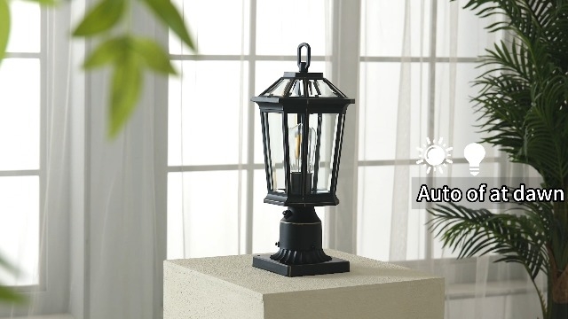 Post Light Matte Black Pier Mount Tiered Roof Hanging Loop