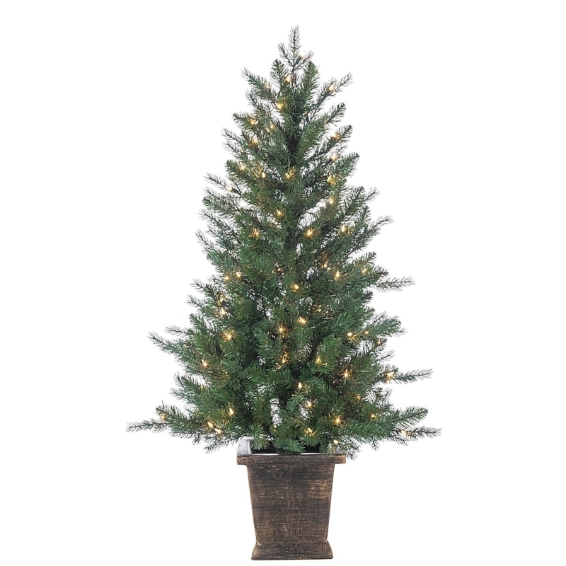 Potted Artificial Christmas Tree Rustic Tapered Planter