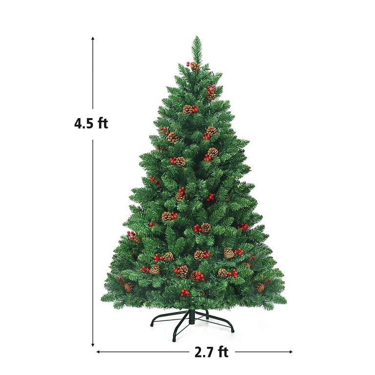 Pre-decorated Artificial Holiday Tree Pine Cones Red Berries