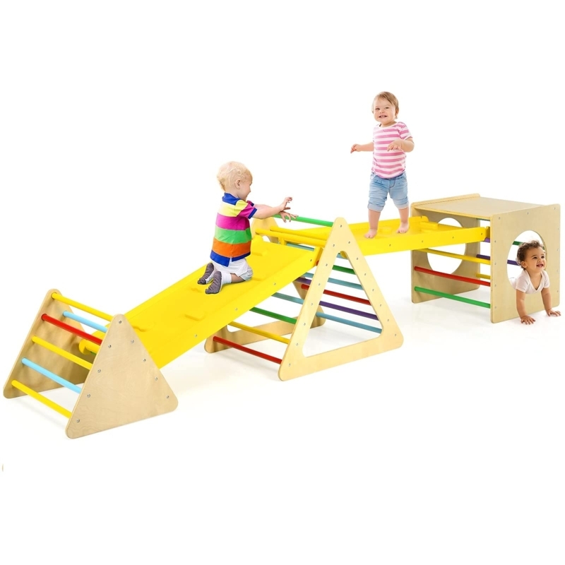 Rainbow Climbing Triangle Set with Yellow Ramp Feature